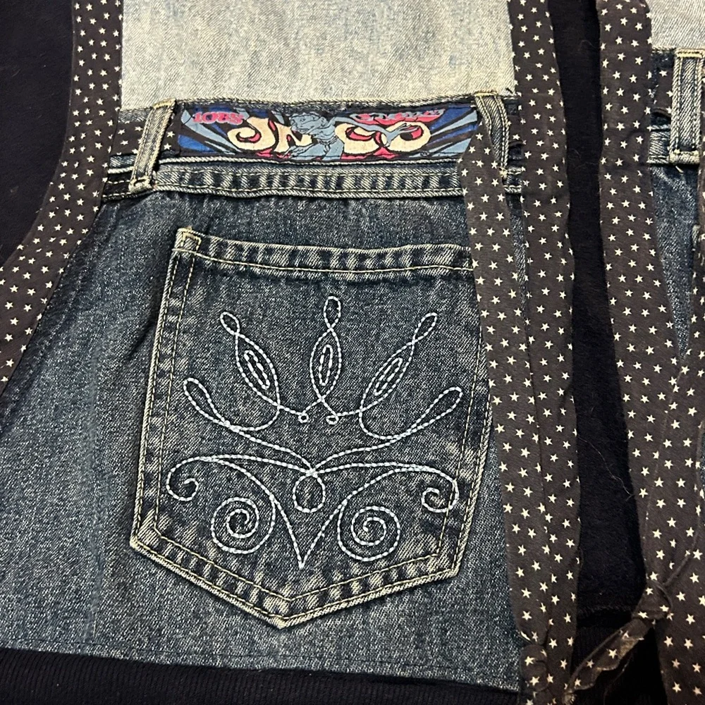 Vintage Sweatshirt Womens Large Blue‎ Jacket Up cycle Jnco Denim DIY Made In USA